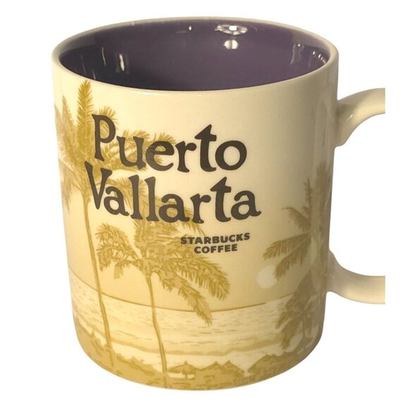 Starbucks Other - Starbucks Puerto Vallarta Collectors Coffee Mug 16 Oz Beige & Purple Ceramic